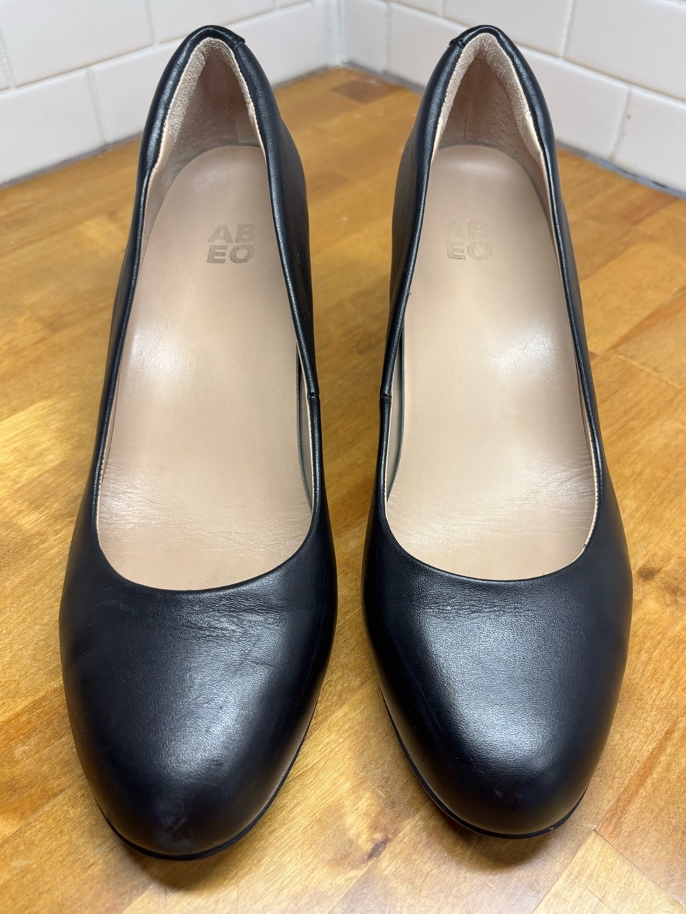ABEO Tempo Black LeatherBlock Heel Classic Pumps Minimalist Women’s 9.5